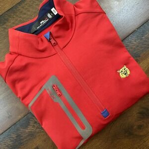 RLX Ralph Lauren Pullover Shirt Mens Large Red 1/4 Zip Golf Stretch Wildcat